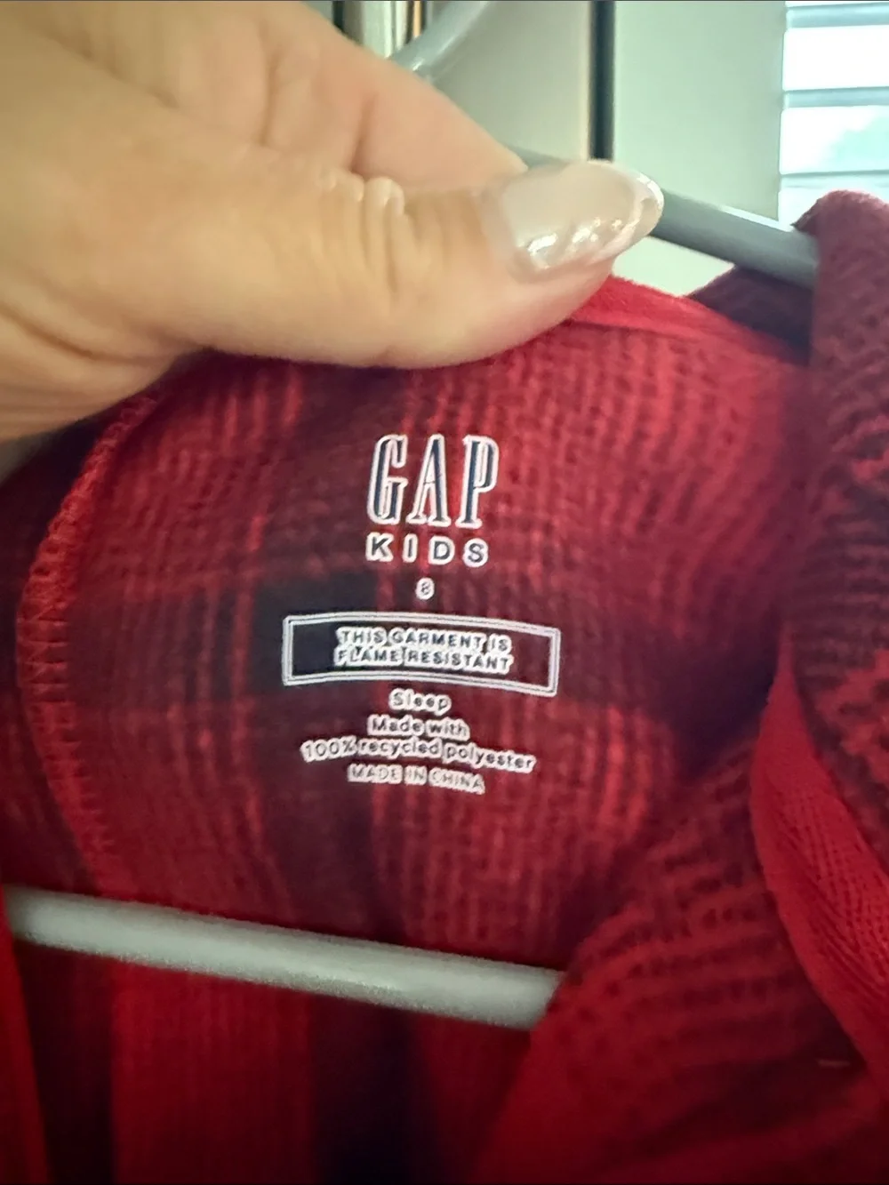 GAP Red and Black Plaid Hooded Kids One-Piece Pajamas
